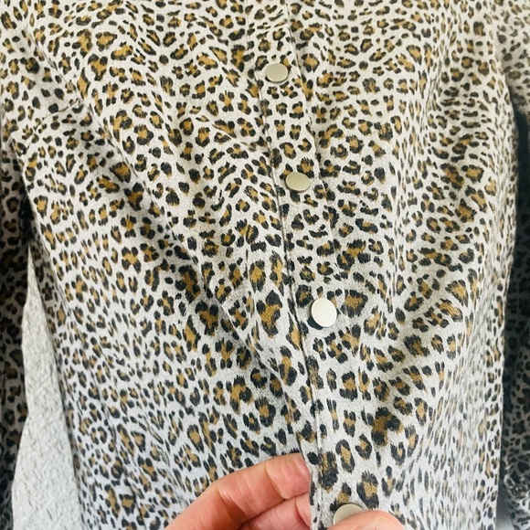 FRNCH Leopard Print Button-Up Blouse - Black and Brown - Picture 6 of 12